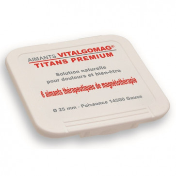 Coffret 6 aimants thérapeutiques en 25 mm ‐ 14500 Gauss. VITALGOMAG®
