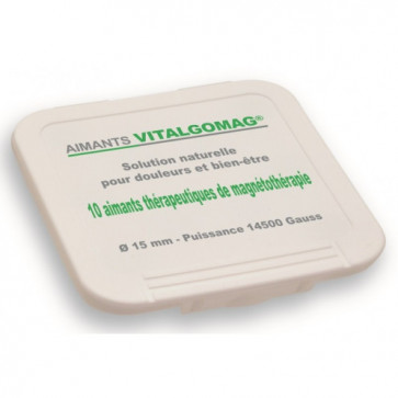 Coffret 10 aimants thérapeutiques en 15 mm ‐ 14500 Gauss. VITALGOMAG®