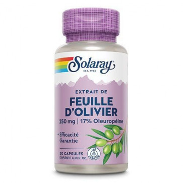 Feuille d'Olivier 250mg standardisé à 17% d'oleuropéine Solaray