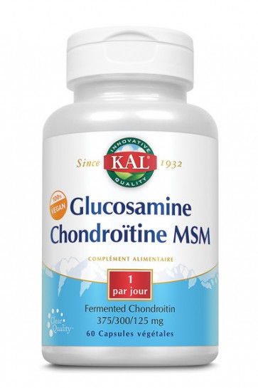 Glucosamine 375mg + Chondroïtine 300mg Kal + 125mg MSM 100% Végan Kal
